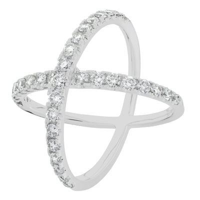 14K White Gold X Diamond Ring