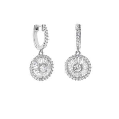 14K White Gold Diamond and Diamond  Earrings