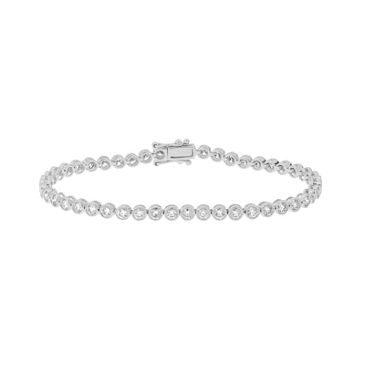14K White Gold 2CTTW Bezel Set Diamond Eternity Bracelet