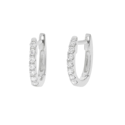 14K White Gold Diamond Huggie Earrings