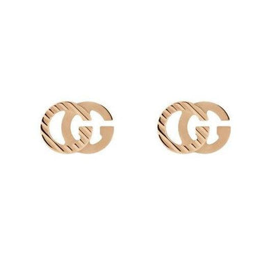 18 KARAT STRIPED DOUBLE G STUD EARRINGS - Tapper's Jewelry 