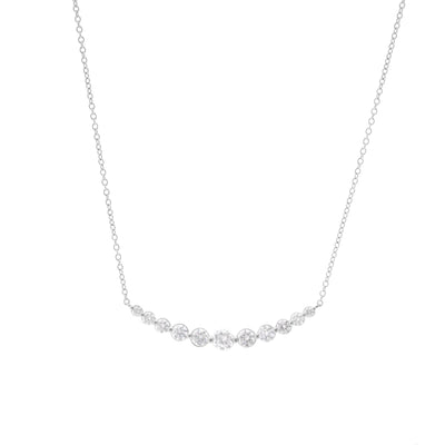 14K White Gold Curve Bar Lab Grown Diamond 17.5” Necklace