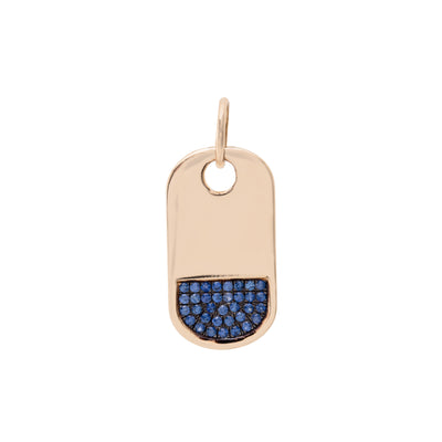 Mini Tag Charm with Navy Sapphires in 14K Yellow Gold