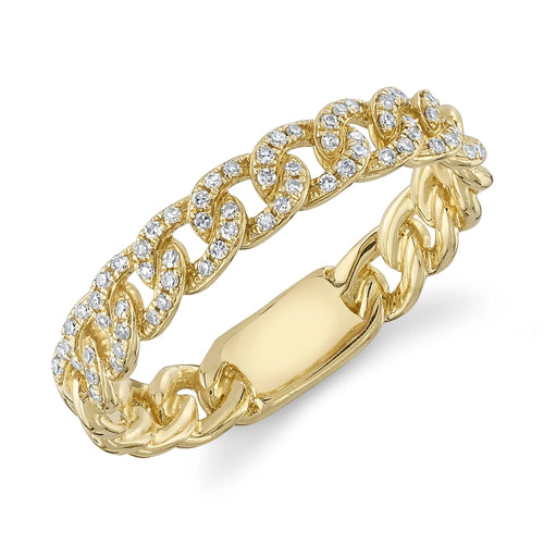 Link Chain Detail Diamond Ring in 14K Yellow Gold