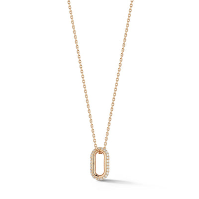 SAXON 18K ROSE GOLD ALL DIAMOND MINI SINGLE LINK NECKLACE