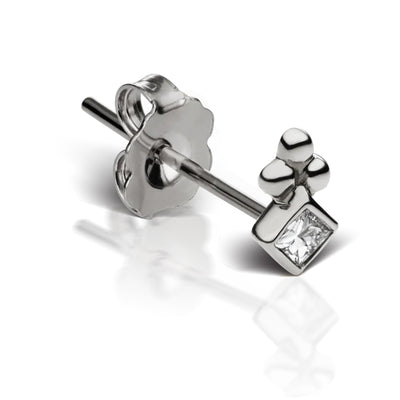 18 KARAT DIAMOND PRINCESS CUT BALL TRINITY EARRING