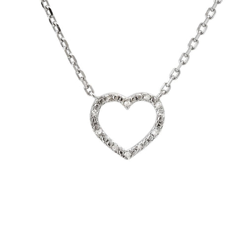 Sterling Silver Diamond Open Heart Necklace