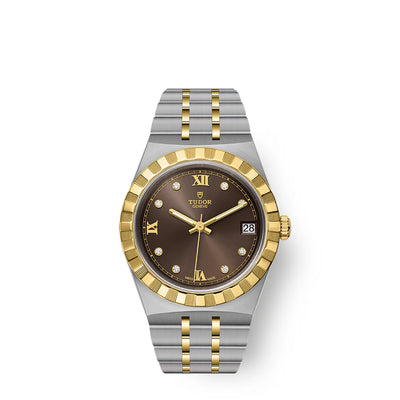 34MM Royal Steel Chocolate Dial with Diamond Hour Markers and Date Indicator Watch by Tudor | M28403-0009