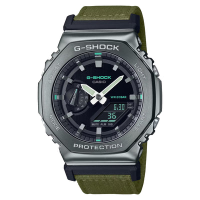 44mm Green Fabric Strap with Black Dial Analog-Digital G-SHOCK Watch