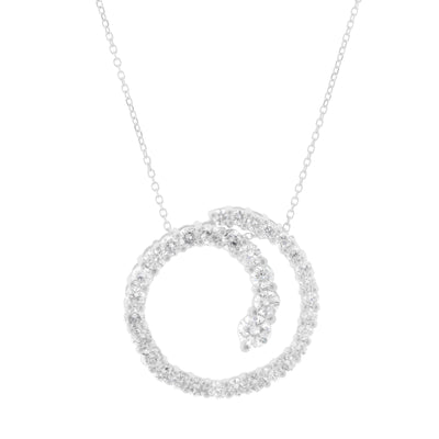 14K White Gold Diamond Swirl Pendant Necklace