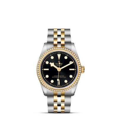 31mm Black Bay Steel and Gold Silver Dial with Diamond Hour Markers and Diamond Bezel Watch by Tudor | M79613-0001