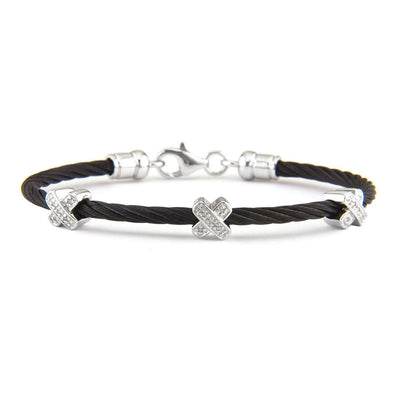 BLACK STAINLESS STEEL BRACELET WITH DIAMONDS - Tapper's Jewelry 