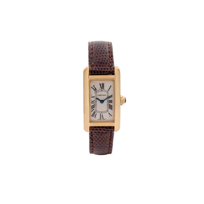 CARTIER 18K YELLOW GOLD TANK AMERICAINE WATCH - Tapper's Jewelry 