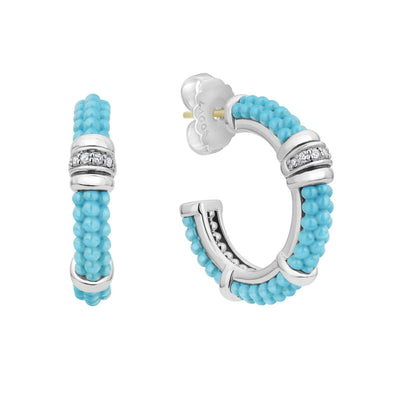 CERAMIC AND DIAMOND HOOP EARRINGS - Tapper's Jewelry 