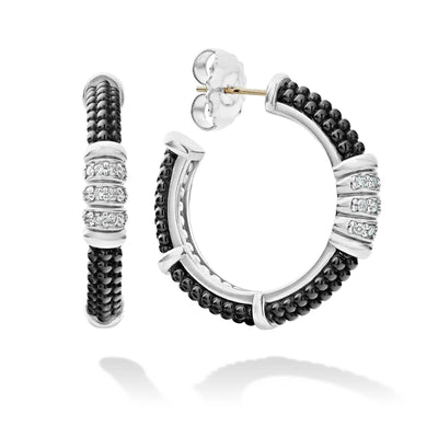 CERAMIC BEADED DIAMOND HOOP EARRINGS - Tapper's Jewelry 