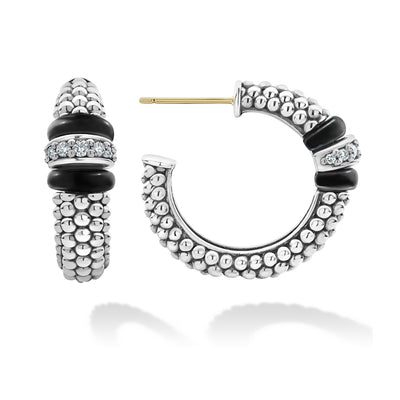 CERMAIC CAVIAR DIAMOND HOOP EARRINGS - Tapper's Jewelry 
