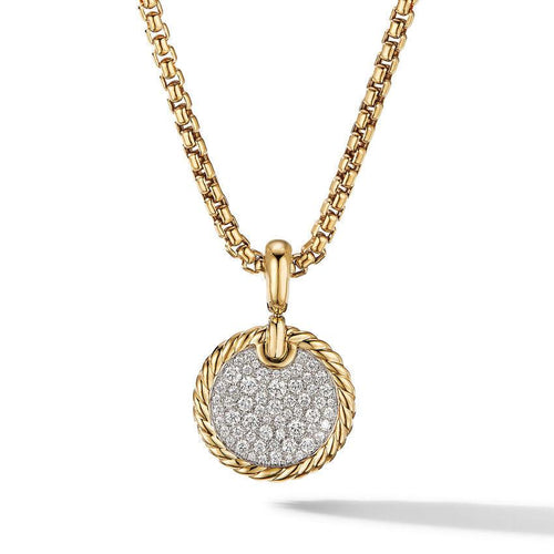 DY Elements® Disc Pendant in 18K Yellow Gold with Diamonds, 14mm