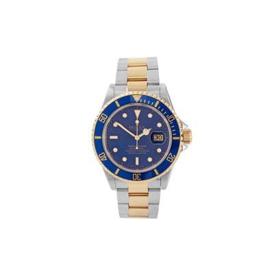 ESTATE ROLEX SUBMARINER BLUE DIAL WATCH - Tapper's Jewelry 