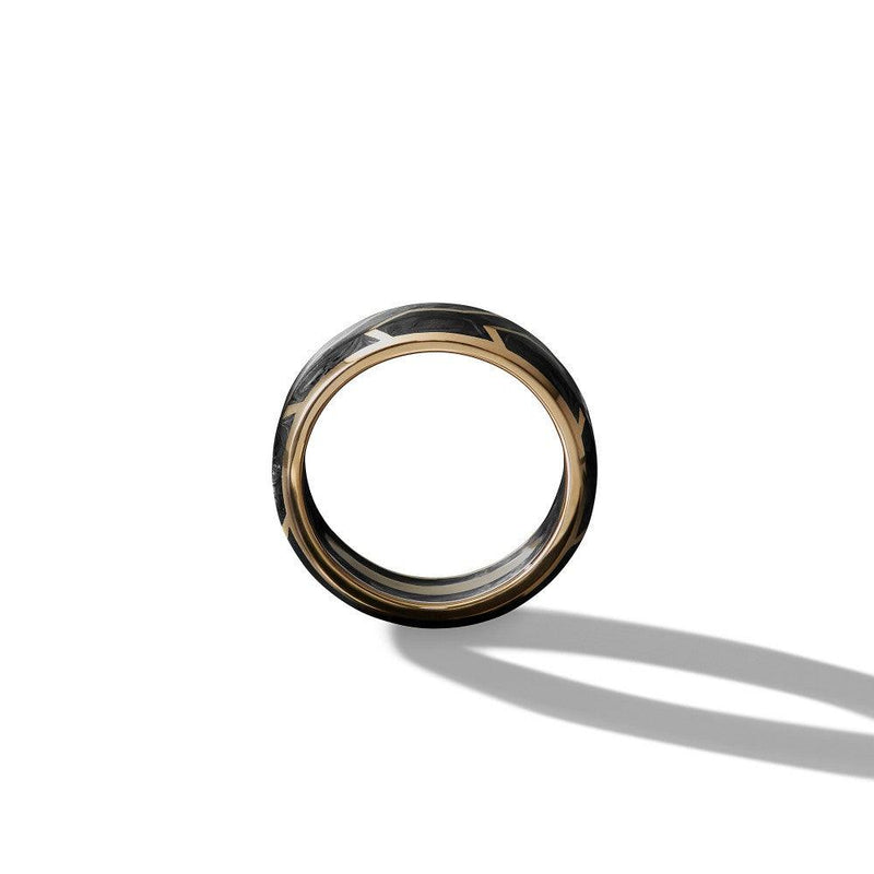 Forged Carbon Fiber and Gold Ring with Koa Wood Liner | Patrick Adair  Designs