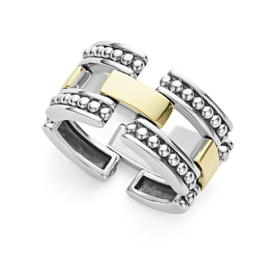 GOLD CAVIAR LINK RING - Tapper's Jewelry 