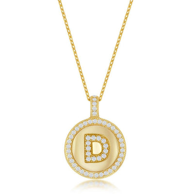 GOLD PLATED CUBIC ZIRCONIA INITIAL D PENDANT WITH CHAIN - Tapper's Jewelry 