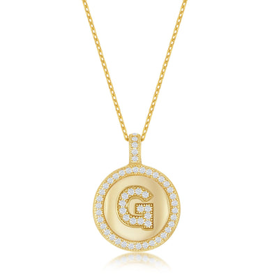 GOLD PLATED CUBIC ZIRCONIA INITIAL G PENDANT WITH CHAIN - Tapper's Jewelry 
