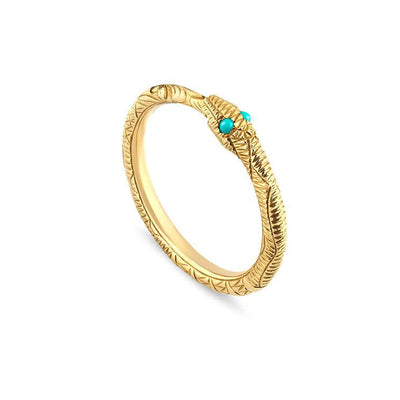Gucci 18K Yellow Gold  2  Turquoise Ring - Tapper's Jewelry 