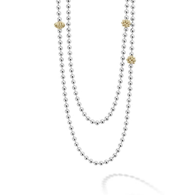 LONG TWO TONE CAVIAR BEADED NECKLACE - Tapper's Jewelry 