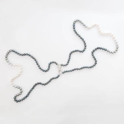 OMBRE SOUTH SEA AND DIAMOND DOUBLE STRAND PEARL NECKLACE - Tapper's Jewelry 