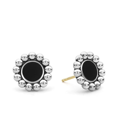 ONYX CIRCLE STUD EARRINGS - Tapper's Jewelry 