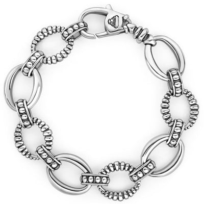 Sterling Silver Oval Fluted Link Bracelet