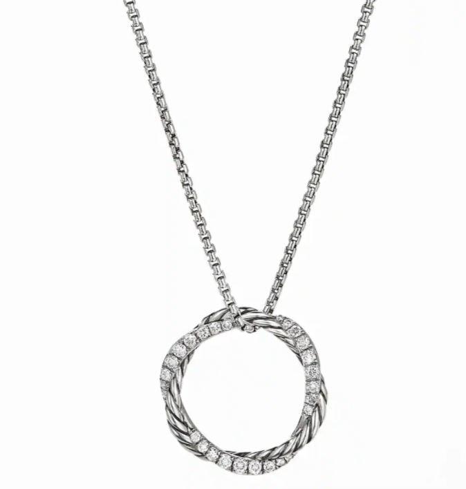 Petite Infinity Pendant Necklace In Sterling Silver With Pavé Diamonds