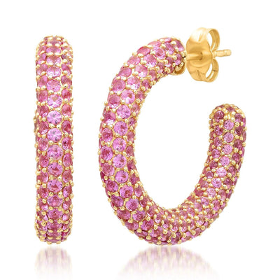 PINK SAPPHIRE PARTY HOOPS - Tapper's Jewelry 