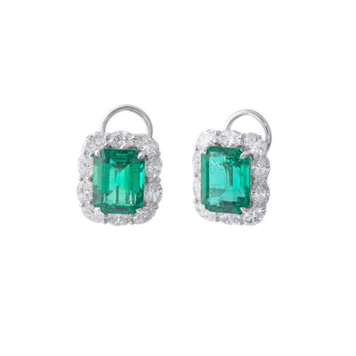 PLATINUM EMERALD AND DIAMOND EARRINGS - Tapper's Jewelry 