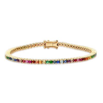 Rainbow Classic Tennis Bracelet in 14K Yellow Gold