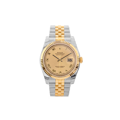 ROLEX 36MM STEEL ANF 18K YELLOW GOLD DATEJUST WATCH - Tapper's Jewelry 