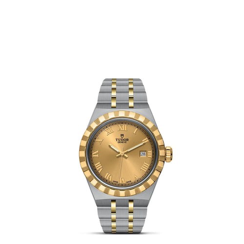 28mm Royal Steel and Gold  Dial with Diamond Hour Markers Watch by Tudor | M28303-0004