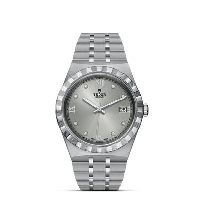 38mm Royal Steel Silver Dial with Diamond Hour Markers And Date Watch by Tudor | M28500-0002