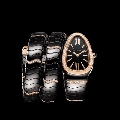 SERPENTI SPIGA 35MM 18K CERAMIC  DIAMOND WATCH - Tapper's Jewelry 