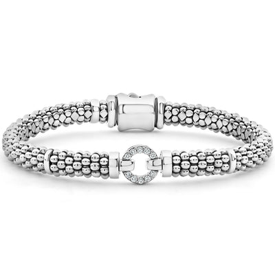 SILVER 6MM DIAMOND CIRCLE CAVIAR BRACELET - Tapper's Jewelry 