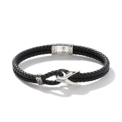 SILVER AND BRAIDED LEATHER CORD BRACELET - Tapper's Jewelry 