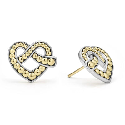 SILVER AND GOLD HEART STUD EARRINGS - Tapper's Jewelry 