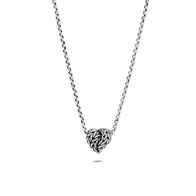 SILVER CARVED HEART NECKLACE - Tapper's Jewelry 