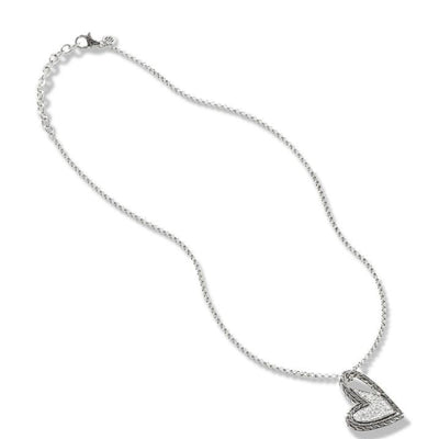 SILVER DIAMOND HEART PENDANT NECKLACE - Tapper's Jewelry 