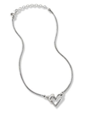 SILVER INTERLOCKING HEART PENDANT NECKLACE WITH DIAMONDS - Tapper's Jewelry 