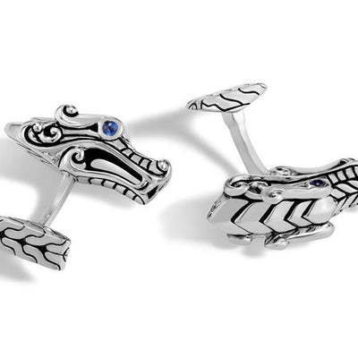 SILVER SAPPHIRE DRAGON CUFFLINKS - Tapper's Jewelry 