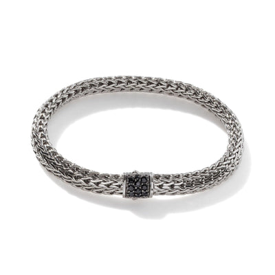 SILVER WOVEN BRACELET WITH SAPPHIRE CLASP - Tapper's Jewelry 