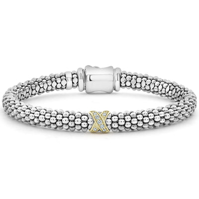 SINGLE STATION X TWO TONE DIAMOND BRACELET - Tapper's Jewelry 
