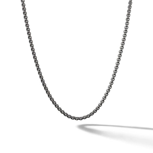 Box Chain Necklace In Darkened Stainless Steel, 2.7Mm