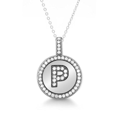 SS CZ INITIAL P PENDANT WITH CHAIN - Tapper's Jewelry 